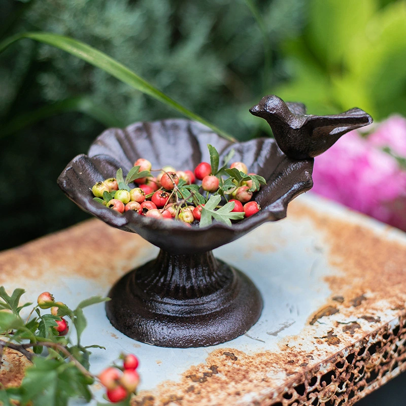 European-style Retro Iron Art Candlestick Bird Food Pot Gardening Decoration Ornaments