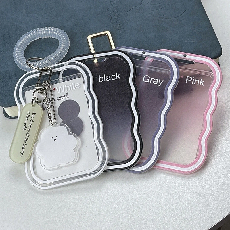 Card Holder Transparent Student Bus Campus Meal Card Pendant Keychain