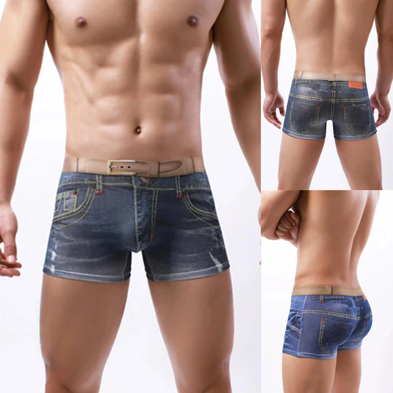 Men's Underwear Cotton 3D Imitation Denim Printed Boxer