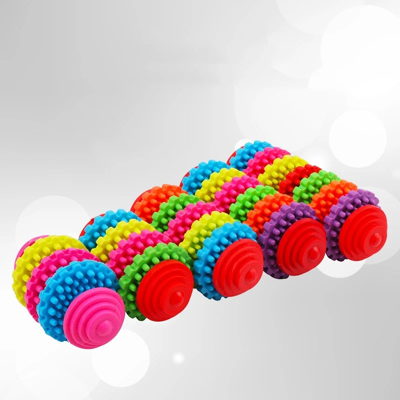 Dog Toy Ball Rubber Gear Colorful Swivel