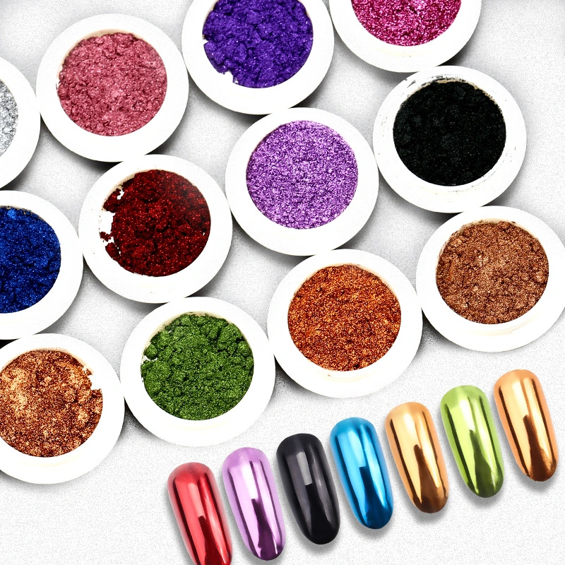 Nail Art Magic Effect Powder Super Bright Mirror Metal Glitter 19 Colors