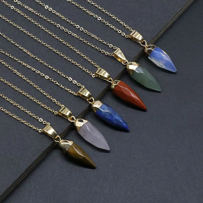 Fashion Crystal Bullet Faceted Pendant Electroplated Copper Chain Necklace