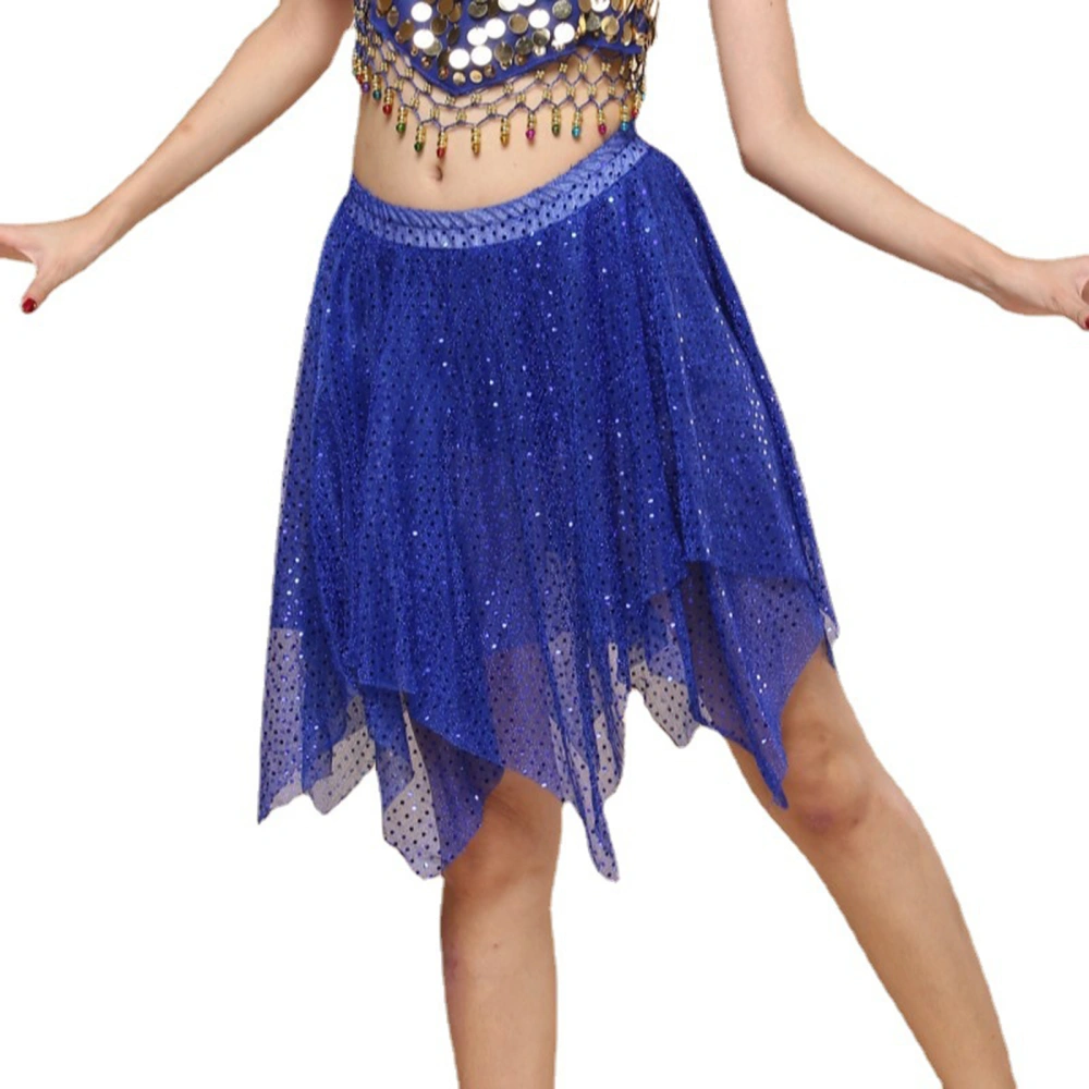 Latin Dance Skirt, Glitter Sequin Tango Dance Skirt Hip Scarf Irregular Dancewear for Women