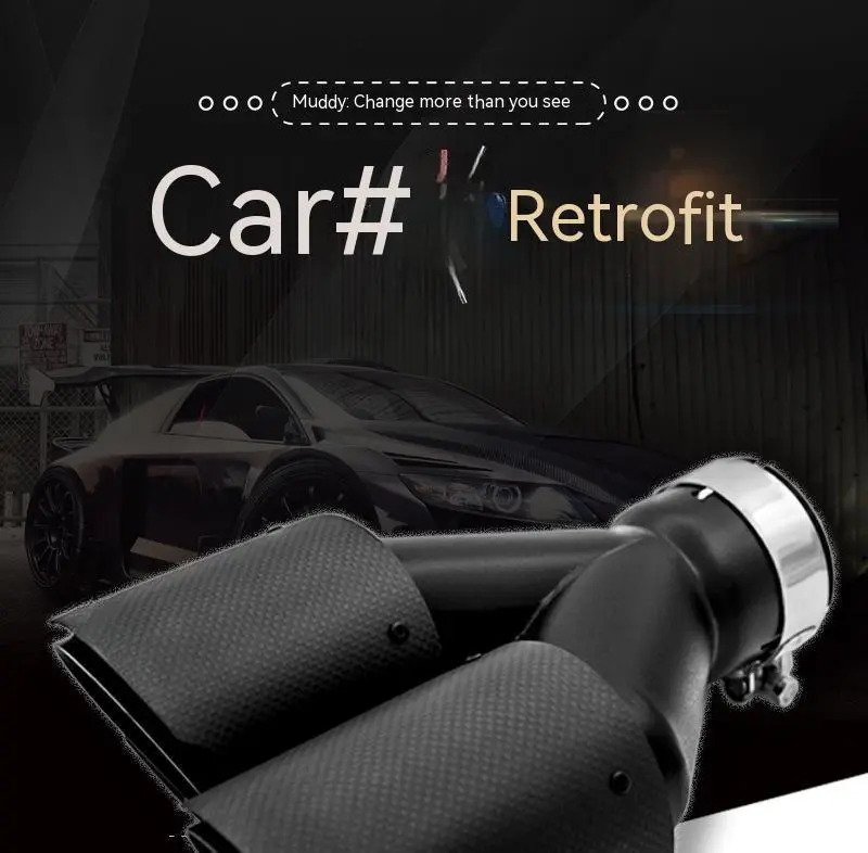 Black One Out Of Two Tail Nozzle Car Modification Silencer Double Outlet Exhaust Pipe