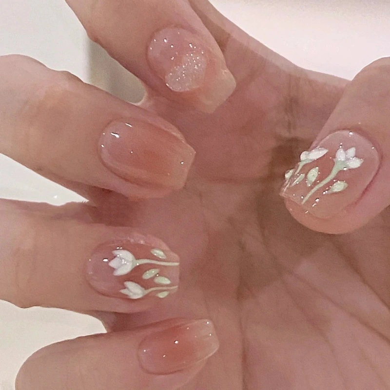 Three-dimensional Tulip Love Handmade Real Shot Wear Nail Stickers