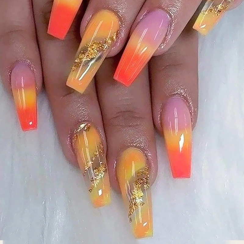 Rainbow Gradient Fake Nails Nail Stickers