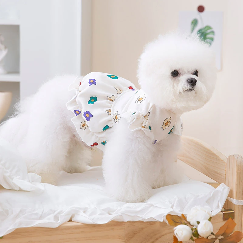 Dog Clothes Lightweight Cute Flower Printed Dress