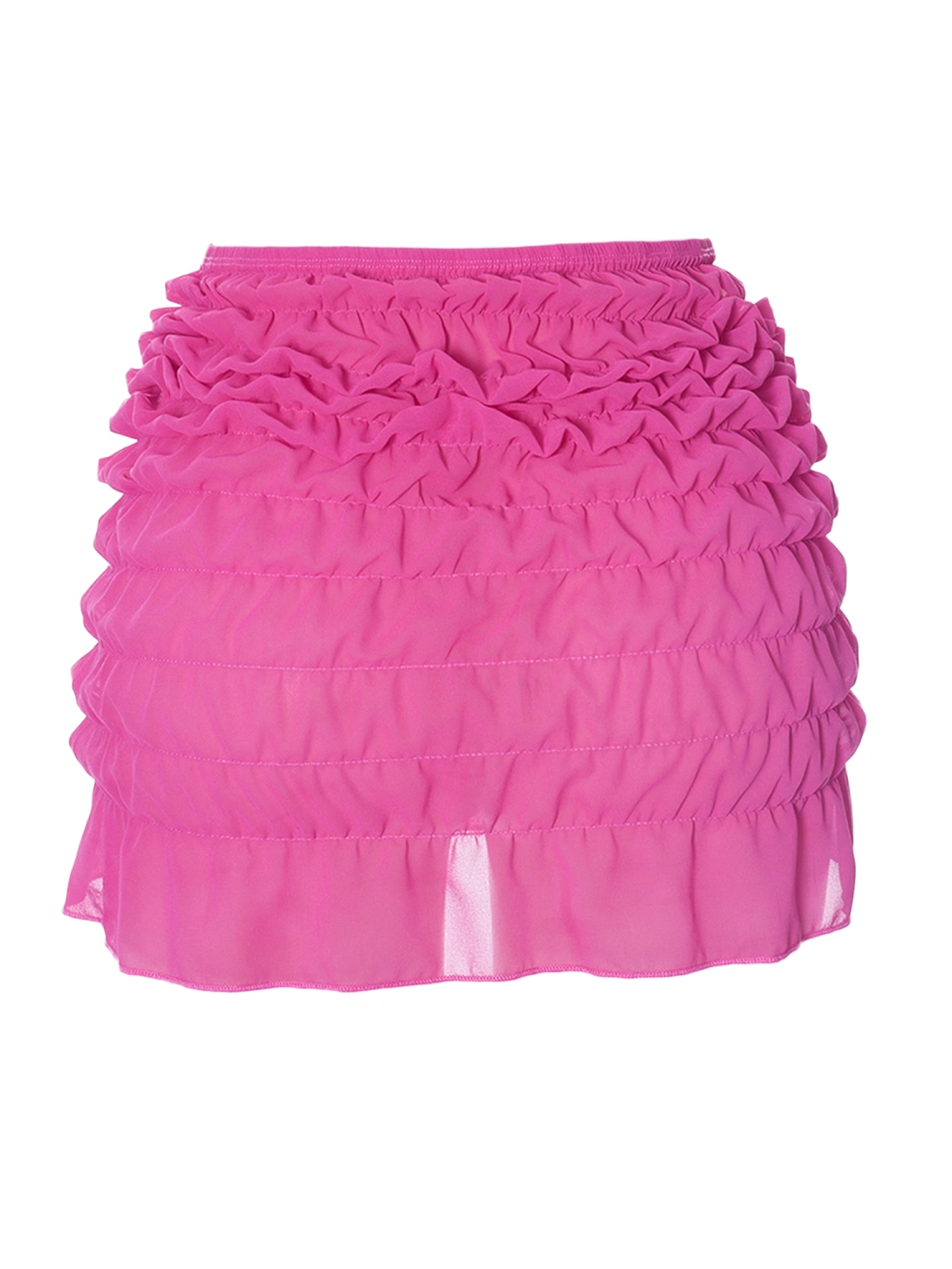 Women's Summer Pink Elastic Band High Waist Mini Ruched Skirt