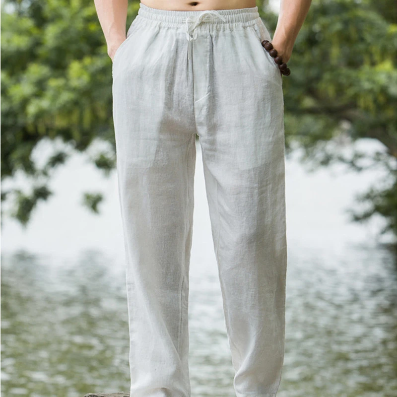 Fashion Men's Linen Straight Casual Pants