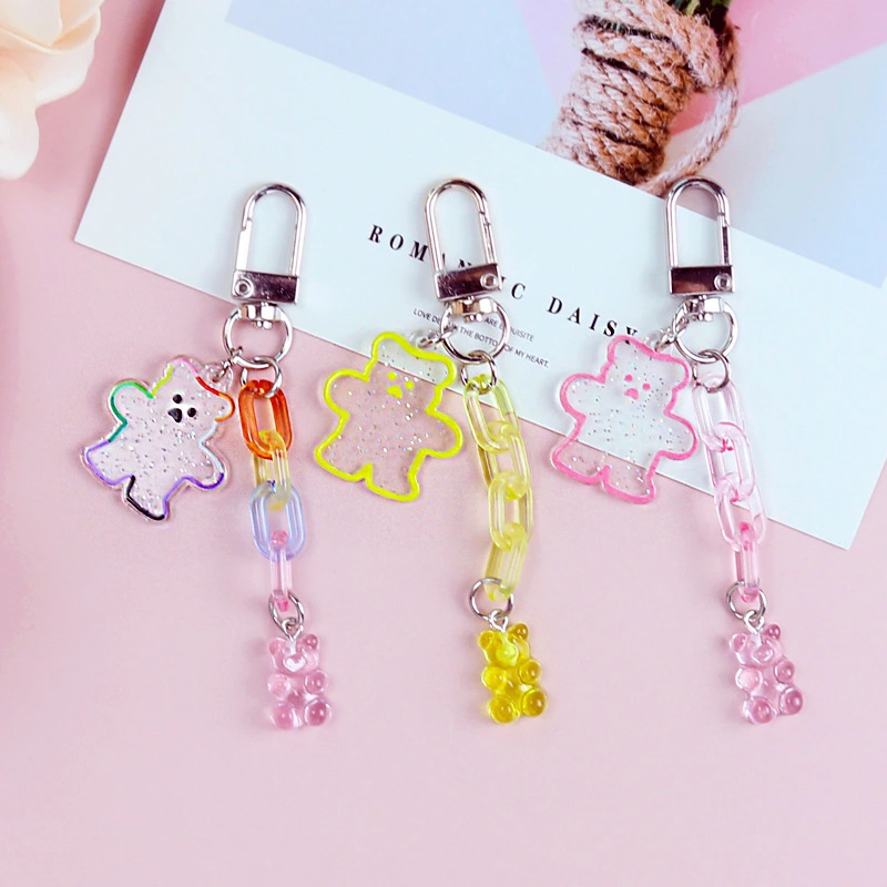 Acrylic Bear Headphone Accessories Keychain Girl Heart