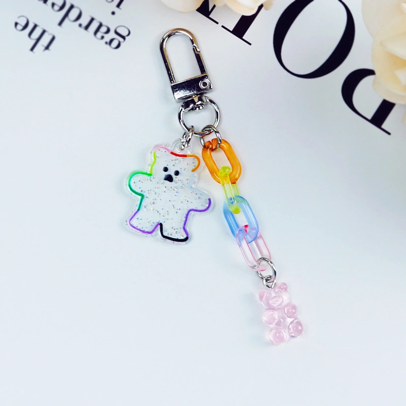 Acrylic Bear Headphone Accessories Keychain Girl Heart