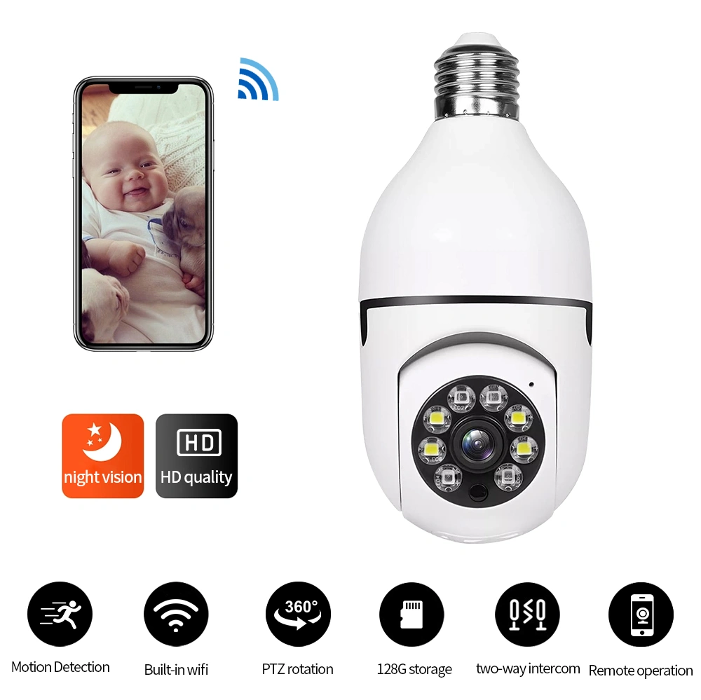 A6 E27 Bulb Surveillance Camera Night Vision Home Remote Panoramic Smart Hd 4x Digital Zoom Video Indoor Security Monitor