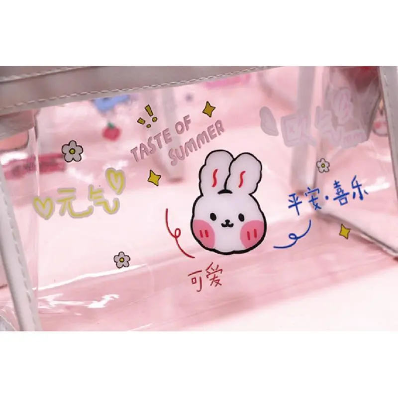 Cosmetic Bag, Portable Transparent Storage Bag Cartoon Pattern Print Ditty-Bag for Cosmetics Toiletries