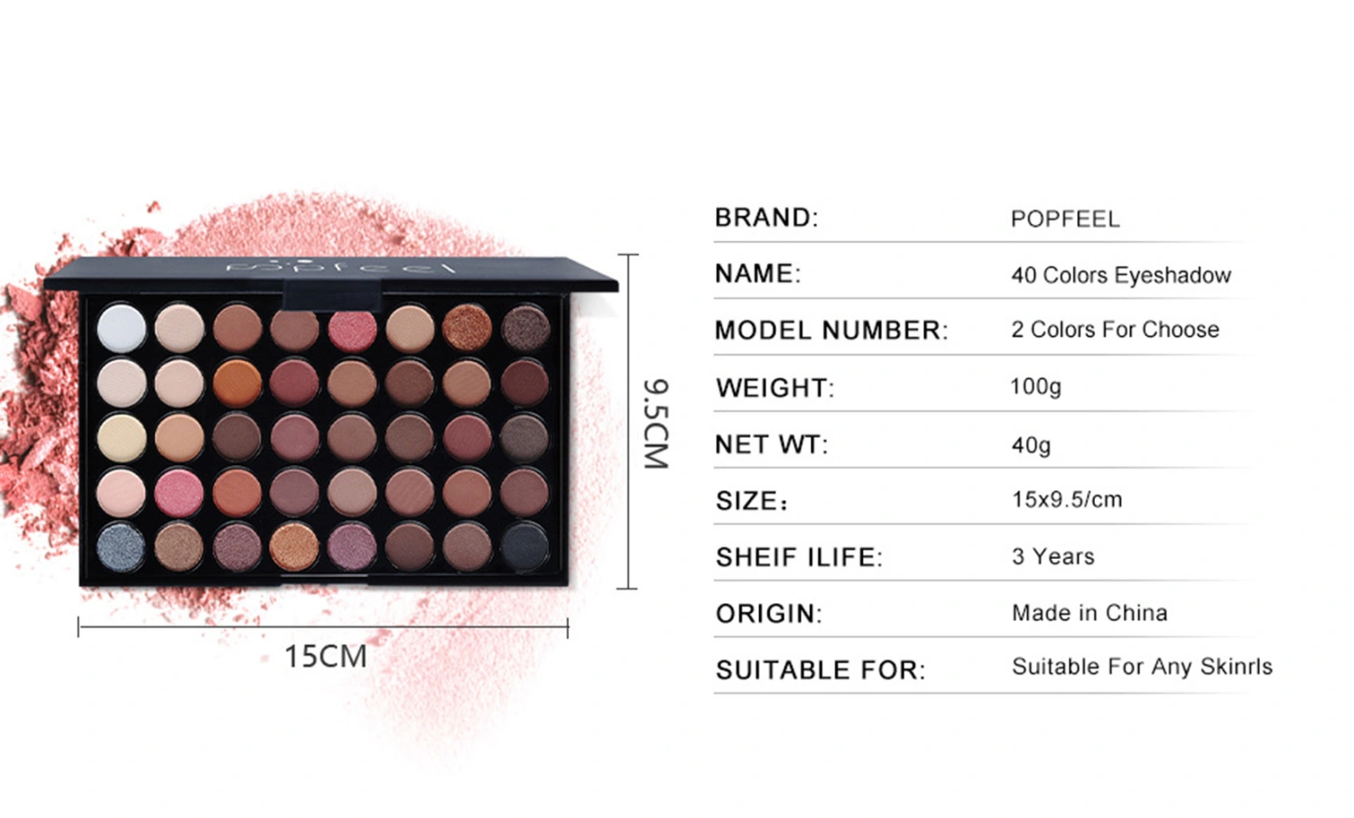 Women Long Lasting Makeup Pallet Set 40 Colors Matte Eyeshadow Blendable Waterproof Palette