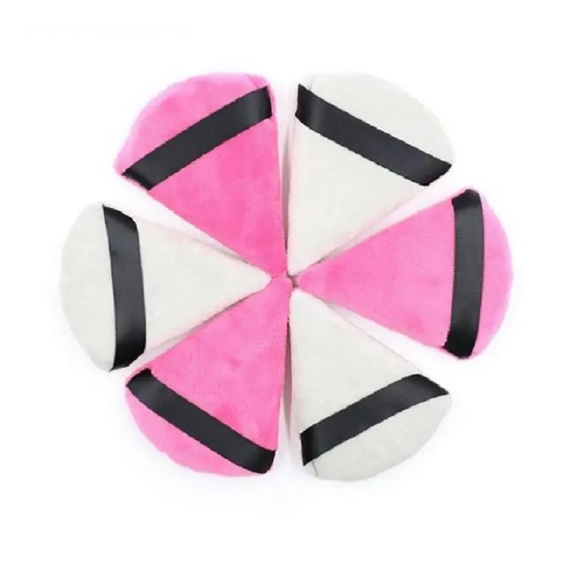 Triangle Shape Powder Puff, Wet and Dry Dual-Use Makeup Puff with Strap (Black, White, Rose Red, Grey)