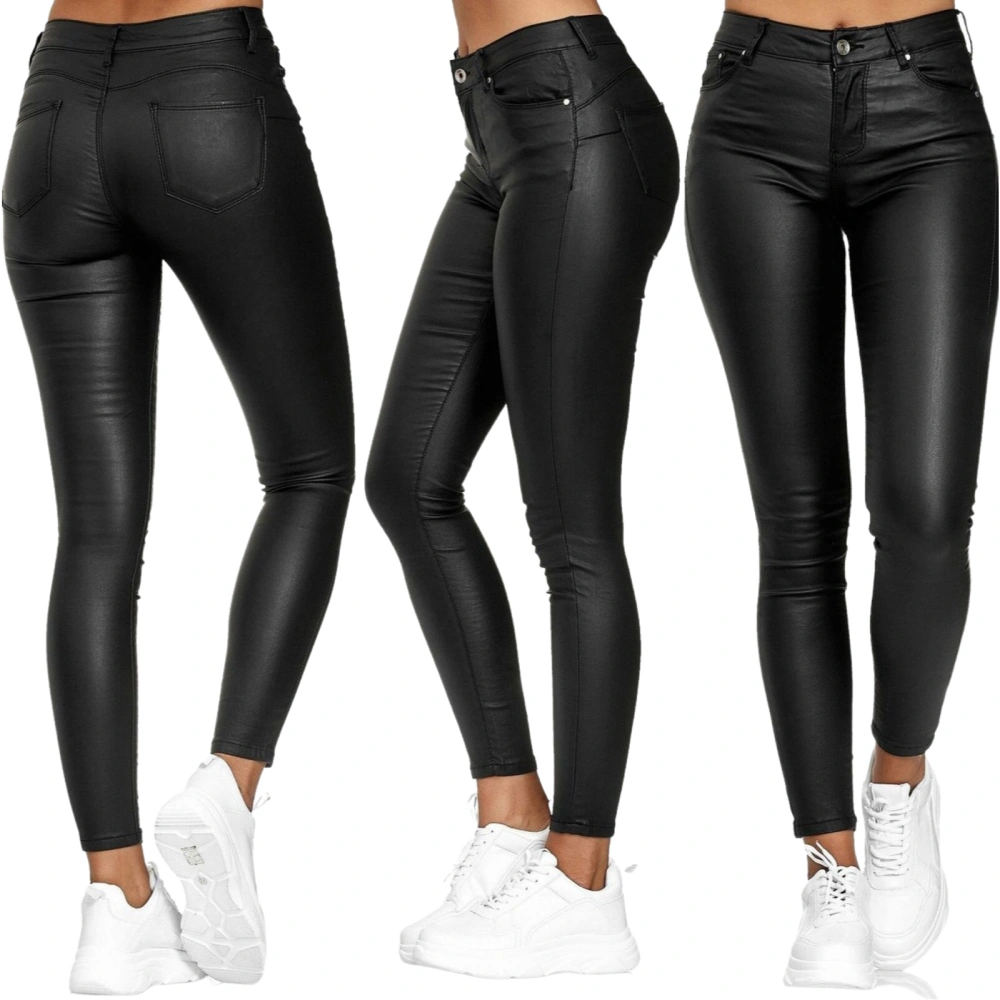 Women Solid Color Leggings, High Waist Close-fitting Trousers