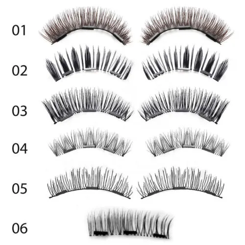 2 Pairs/4Pcs Magnetic False Eyelashes Easy to Wear Reusable Natural Long Black Eye Lashes