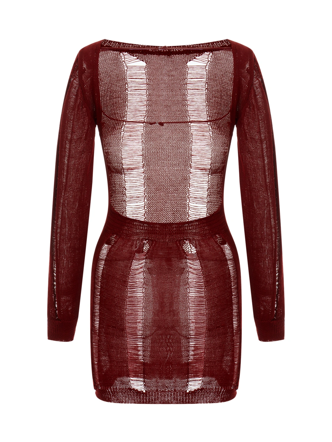 Women Cutout Dress Round Neck Solid Color Short Wrapped Midi