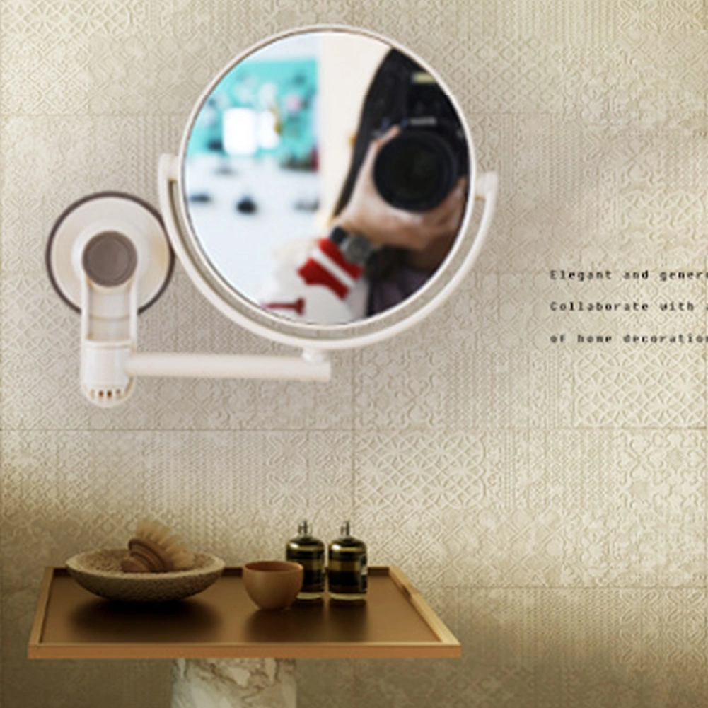 Wall-Mounted Vanity Mirror, 360° Rotatable Waterproof Smooth Perforated Double-Sided Make-Up Mirror