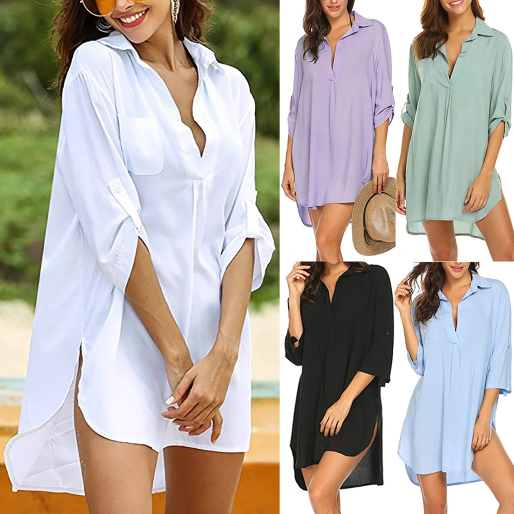 Women Swimsuit Cover Ups Shirts, Ladies Bathing Suit Cover Ups Mini Dress Bikini Beach Tunic Tops