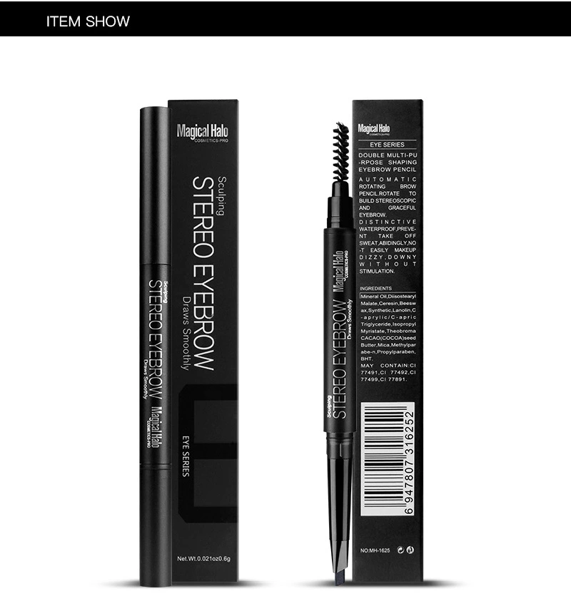 Natural Magical Waterproof Eyebrow Pen Rotating Automatic Eye Brow Eyeliner Pencil with Brush Makeup Cosmetic Tools