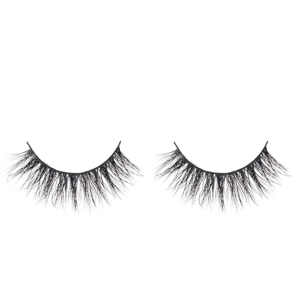 1 Pair Natural Thick False Eyelashes Hand-made 3D Mink Hair False Lashes Black Fluffy Long Reusable Make Up Tools