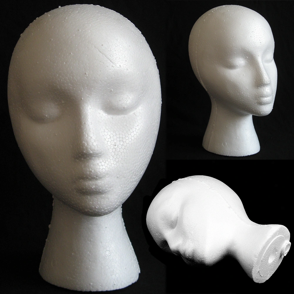 1Pcs Female Foam Mannequin Head Wig Display Stand Rack Polystyrene Styrofoam Deflection Head Model