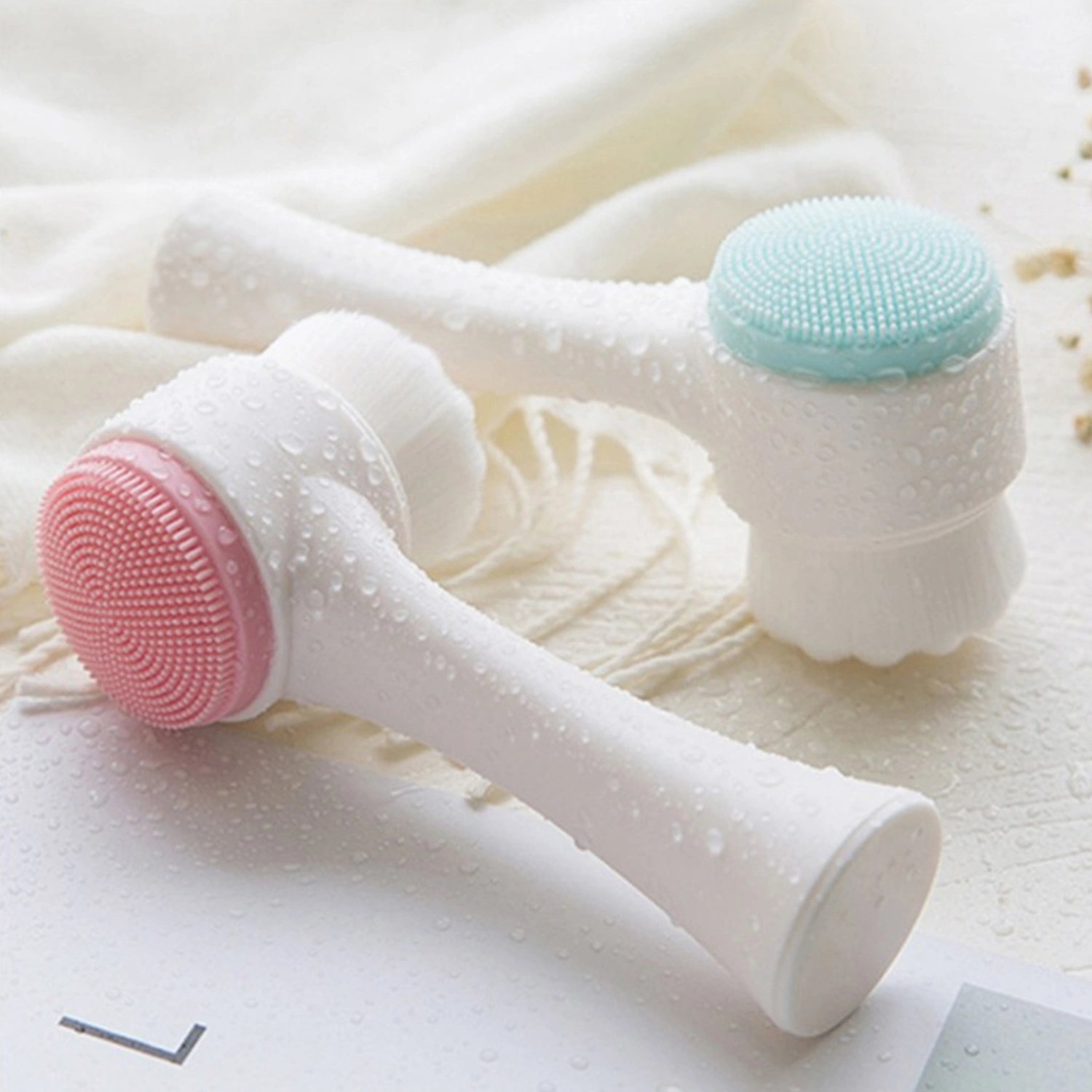 Facial Cleansing Brush, 2-in-1 Facial Washing Exfoliating Brush with Soft Bristles Skin Care Tools