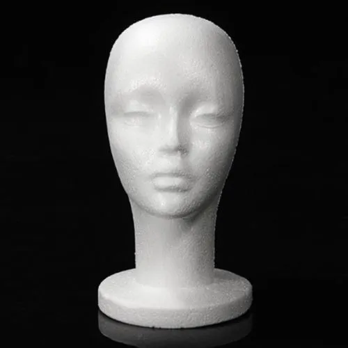 Female Styrofoam Mannequin Head Cosmetics Model Hat Cap Wig Dummy Display Stand Display Holder