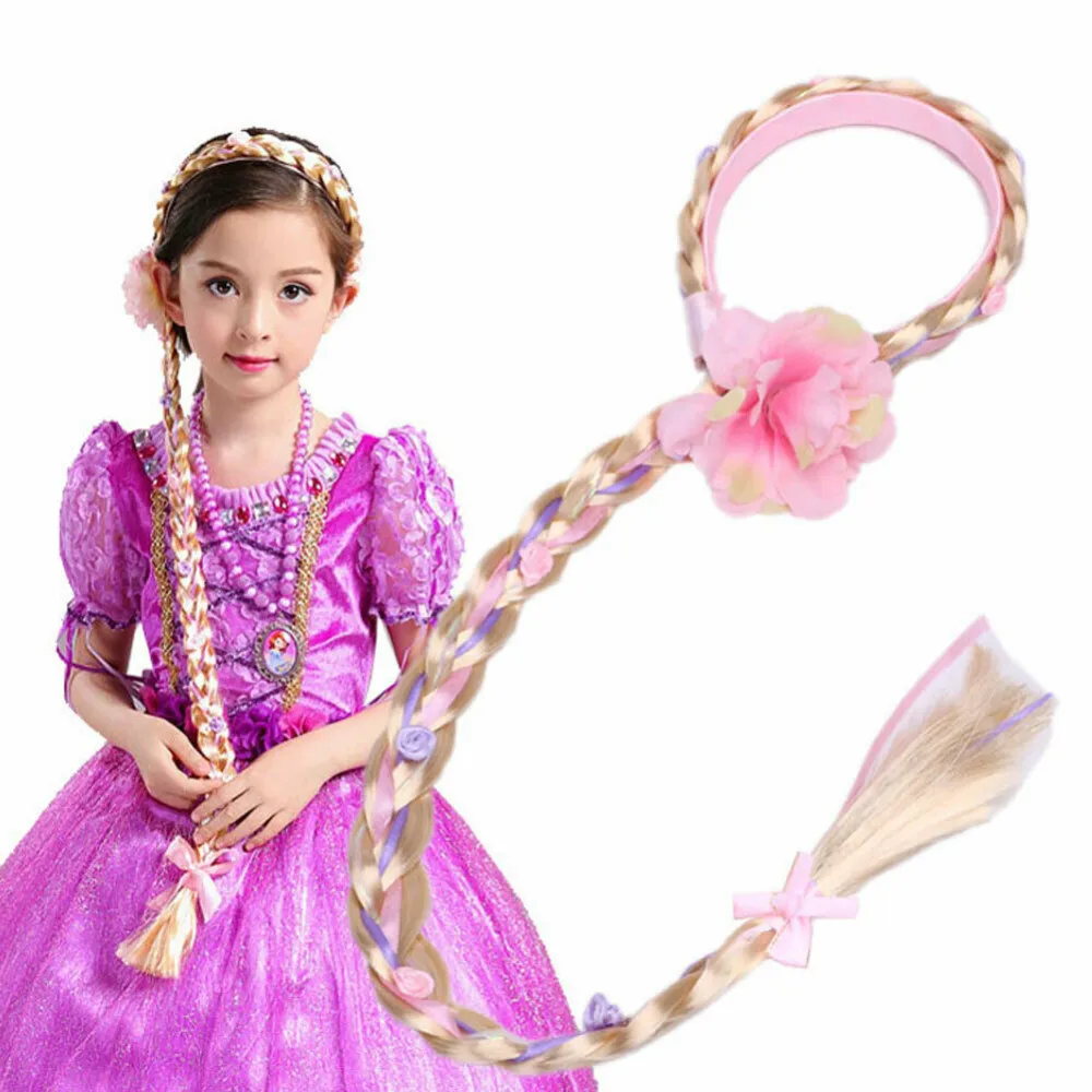 Children's Princess Garland Wig Weaving Long Hair Hemp Flower Hair Band Synthetic Toupee