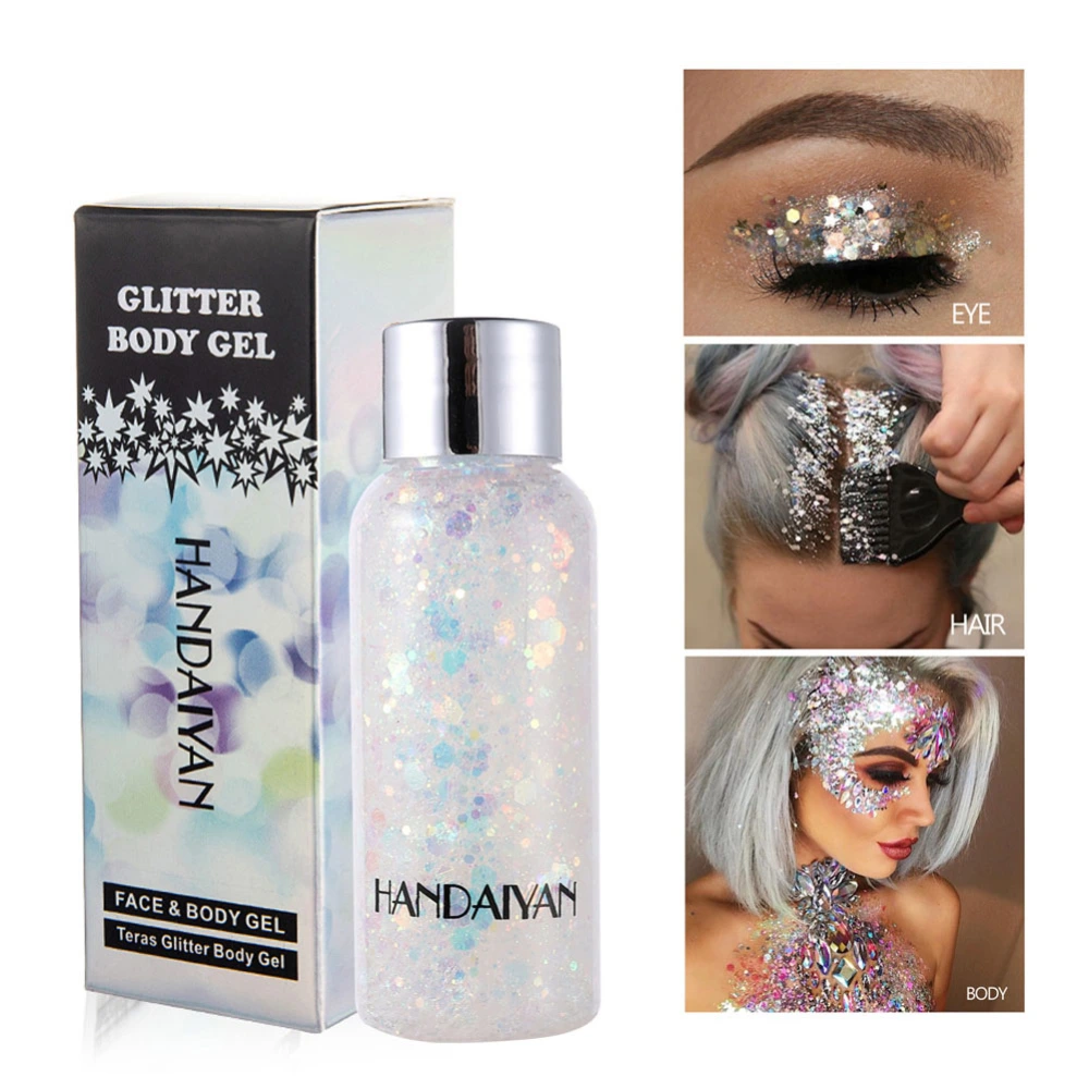 Body Gel Mermaid Sequins Cosmetic, Glitter Flakes Liquid Makeup for Body Face Eye Lips Hair Nails