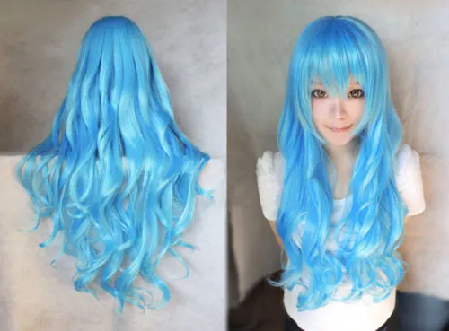 Womens Long Curly Hair Wig, Anime Cosplay Party Full Wigs, Heat Resistant Spiral Costume Hair