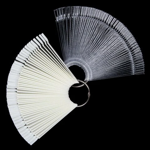 False Nail Tips Fans, Casual 50 Pieces Transparent Nail Fan Wheel Polish Practice Pop Tips Sticks