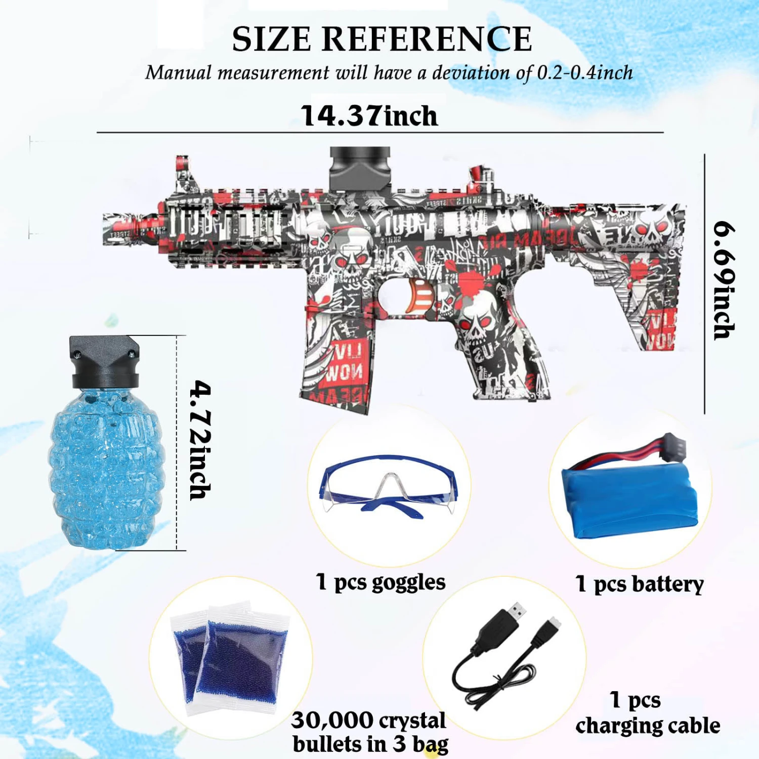 Gel Blaster Eco-Friendly M416 Gel Ball Electric Toy, splatter ball Toy with 35000 Water Beads (random color) ,1 muffler and 1 Safety Glasses for Outdoor Activities, Team Shooter Game for Ages 12 and Up