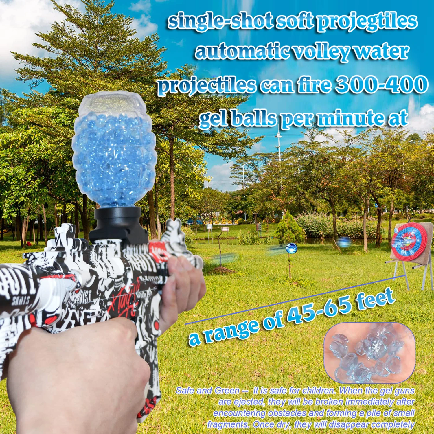 Gel Blaster Eco-Friendly M416 Gel Ball Electric Toy, splatter ball Toy with 35000 Water Beads (random color) ,1 muffler and 1 Safety Glasses for Outdoor Activities, Team Shooter Game for Ages 12 and Up