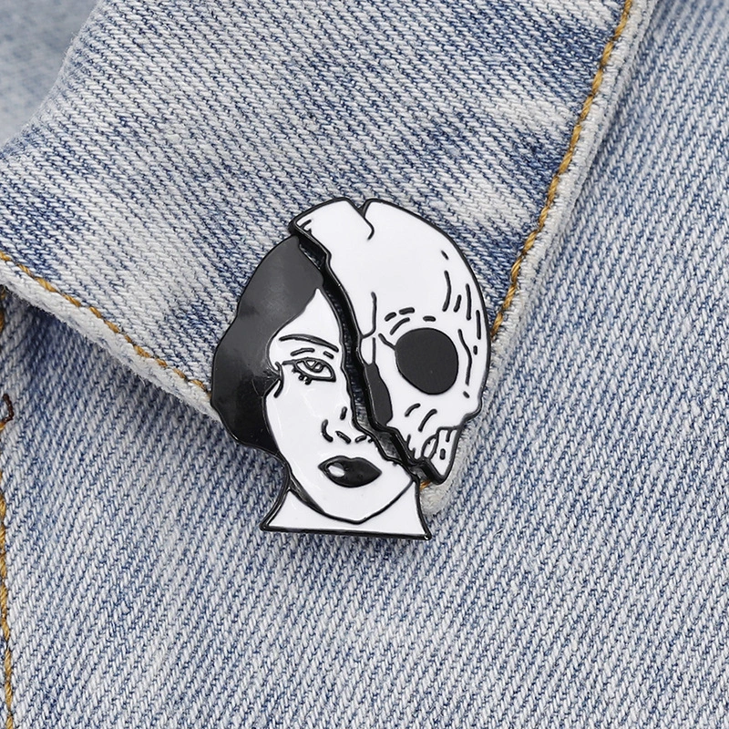 Creative Retro Punk Skull Series Sexy Goddess Oil Drip Brooch