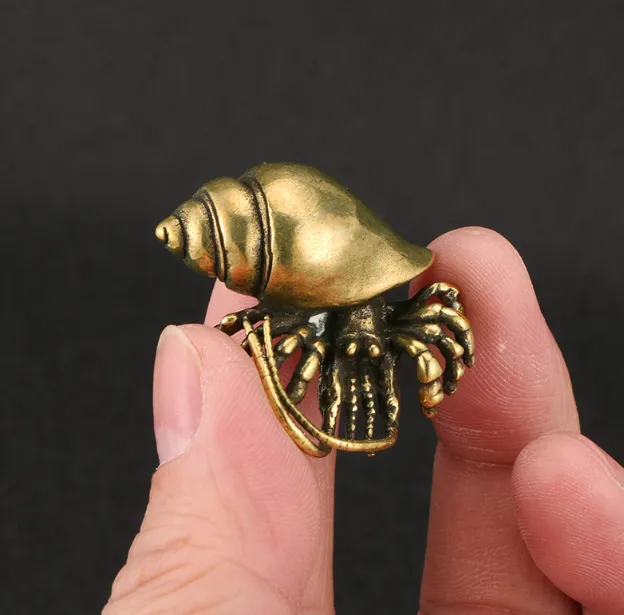 Antique Hermit Crab Brass Standard Room Trick Children's Fun Hand Pieces Tea Ornaments Furnishings