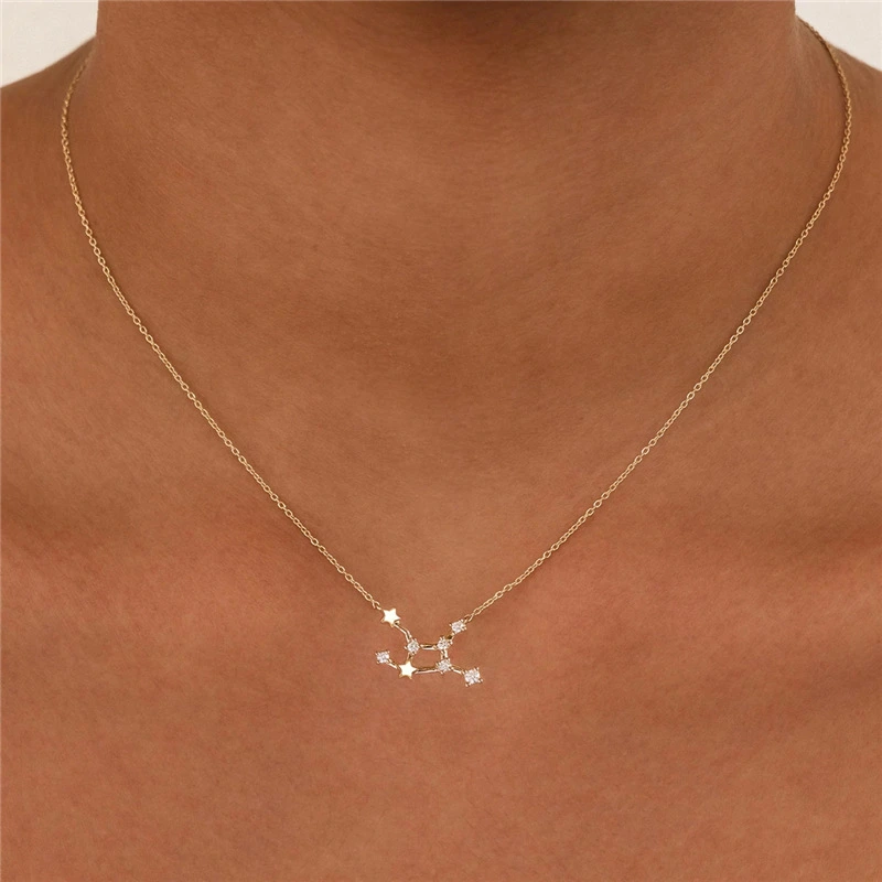 S925 Sterling Silver Twelve Constellations Diamond Clavicle Necklace With European And American Personalized INS Style