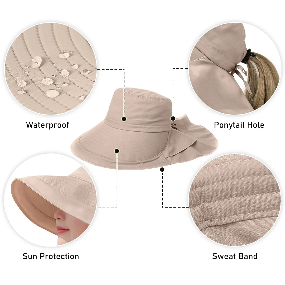 Womens Sun Hat Outdoor UV Protection Bucket Cap