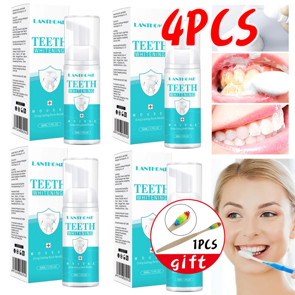 4 Pcs Teeth Whitening Foam for White Teeth Travel Friendly