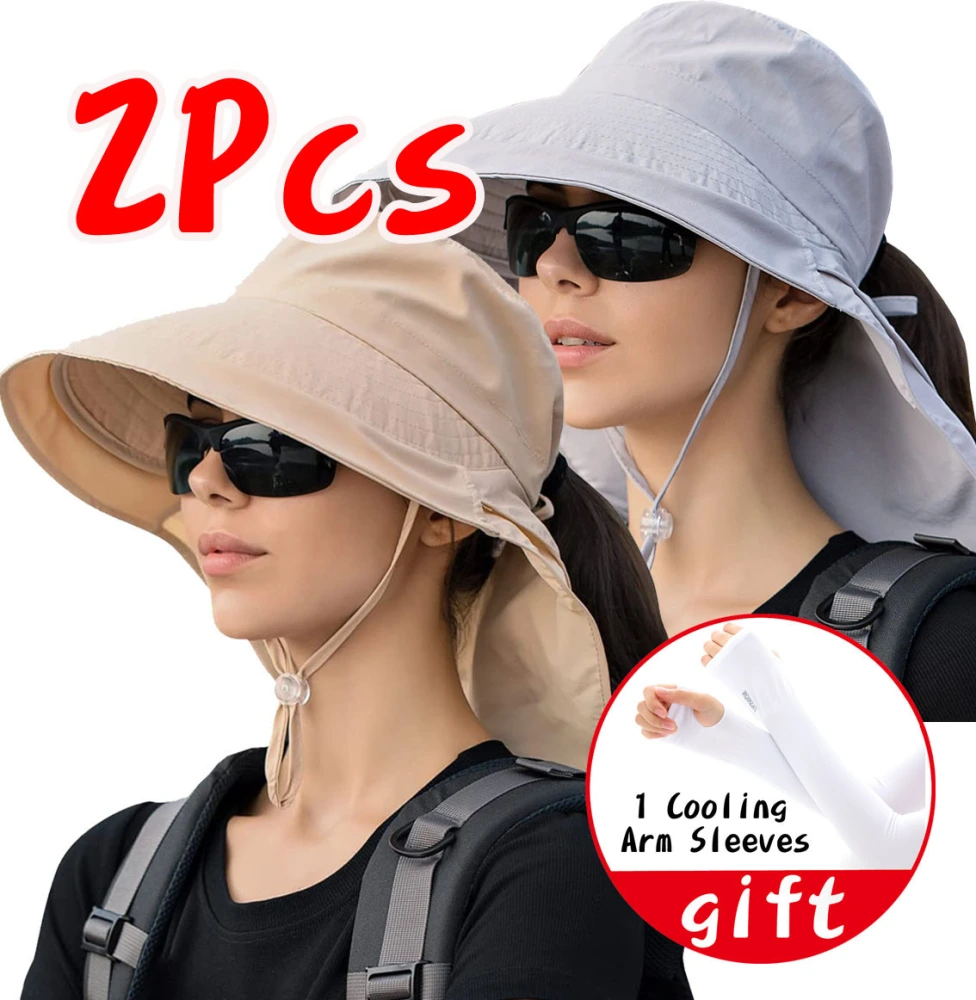 2 Pcs Womens Sun Hat for Beach Fishing Gardening