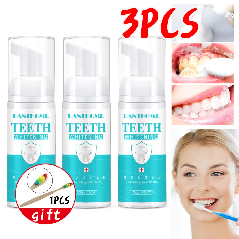 3 Pcs Teeth Whitening Foam for White Teeth Travel Friendly