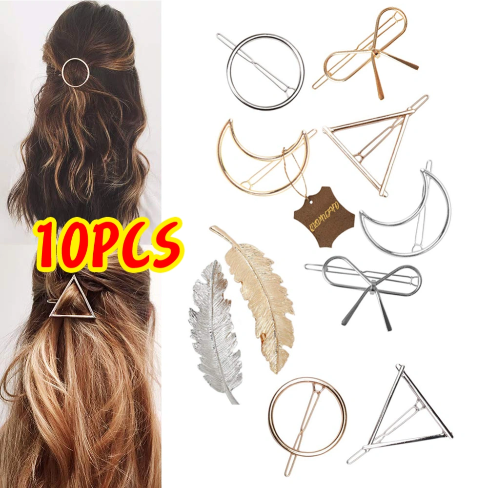 10 Pcs Round hair clip Moon hair clip Leaf hair clips