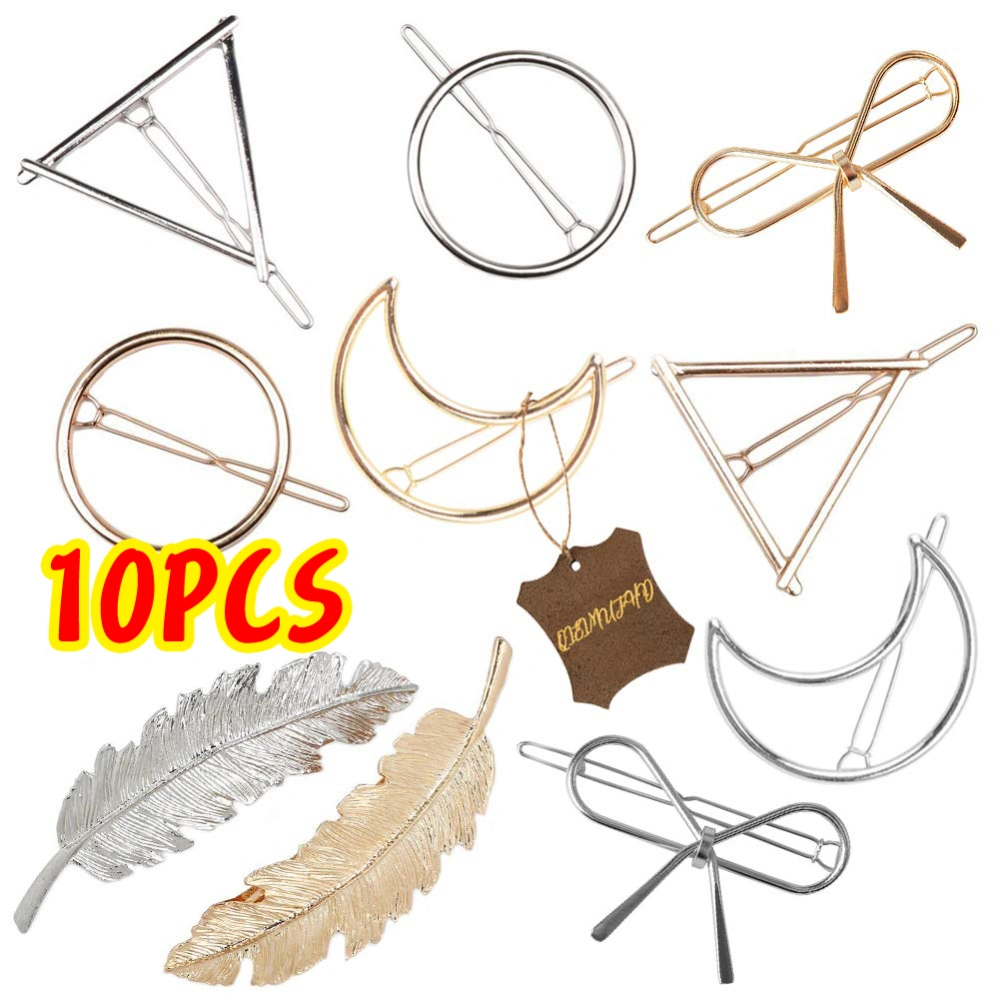 10 Pcs Feather Hollow Hair Clips Set for Women