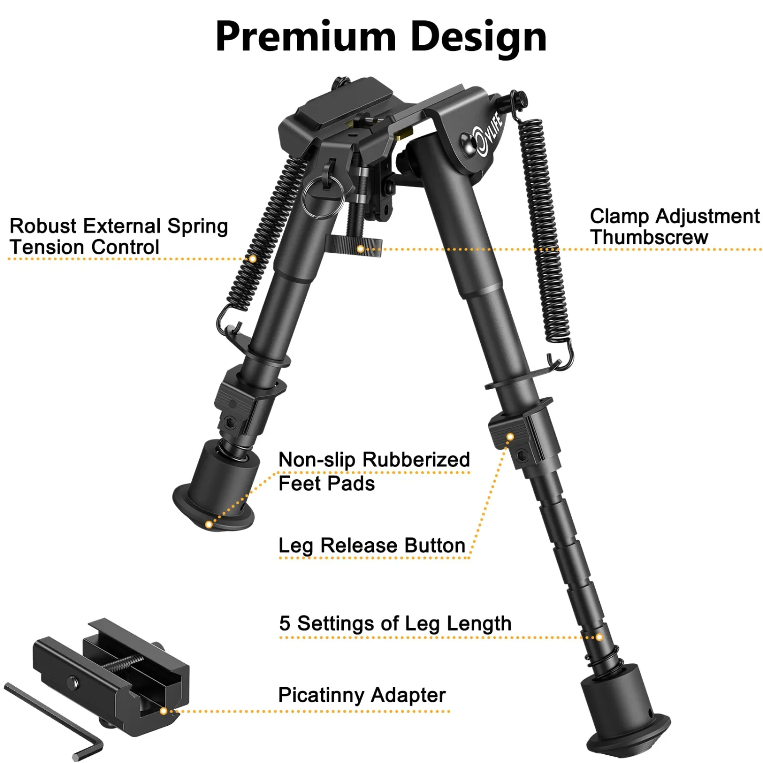 Adjustable Bipod Quickly Attached or Detached