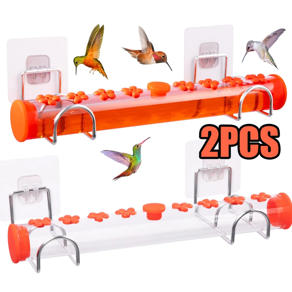 2 Pcs Horizontal Hummingbird Feeders with 8 Feeding Ports