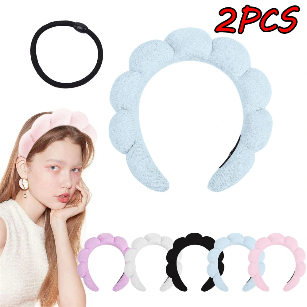 2Pcs Sponge Spa Headband for Washing Face