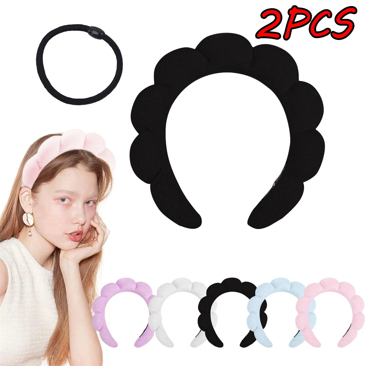 2Pcs Spa Headband Makeup Removal, Shower, Skincare