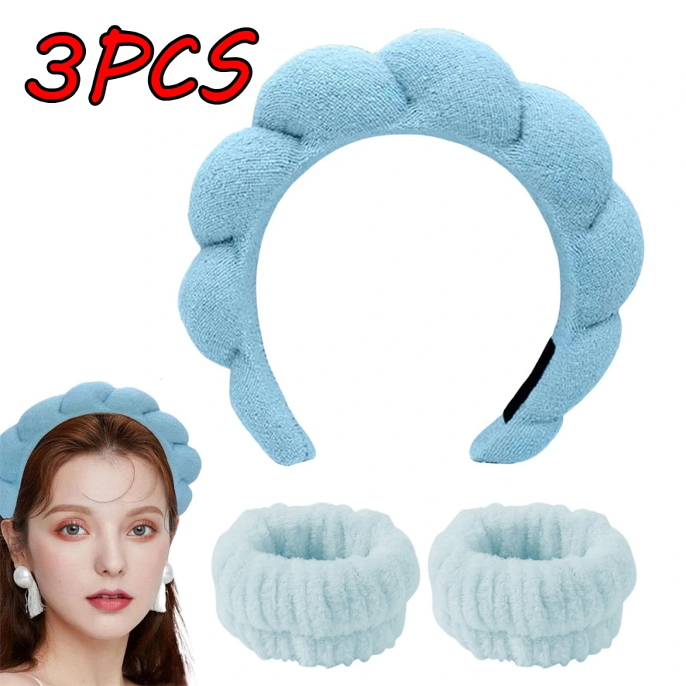 3Pcs Women Spa Headband Puffy Makeup Headbands