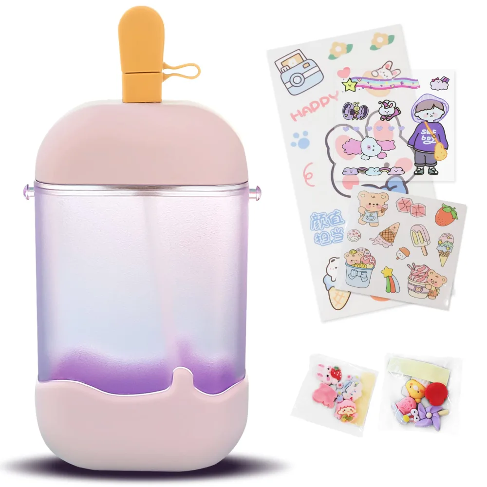 Ice Cream Bar Water Bottles with Sticker for Boys Girls